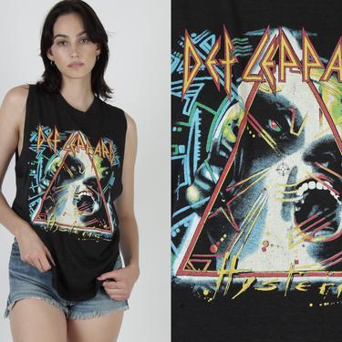 1987 Def Leppard T Shirt / Vintage 80s Def Leppard Hysteria Tour Tee / Soft And Paper Muscle T Shirt / Single Stitch Tank Top 50 50 L 