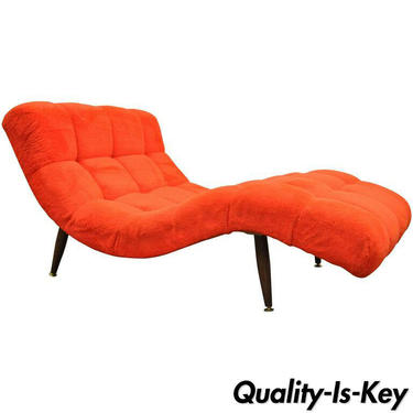 Mid Century Modern Double Wide Red Wave Chaise Lounge attr to Adrian Pearsall