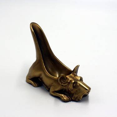 vintage brass scottie dog pipe rest 