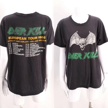 vintage OVERKILL 1986 European tour skull band T shirt thrash metal XL 80s 