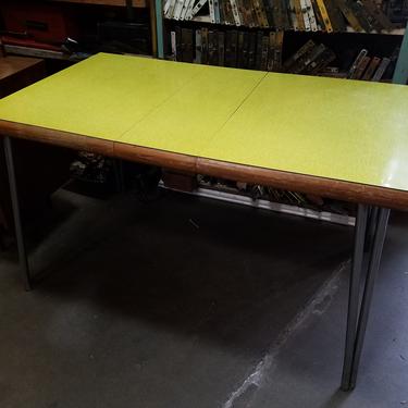 MCM Formica Topped Adjustable Oak Table with Leaf W52.25 x H29.75 x D30.5