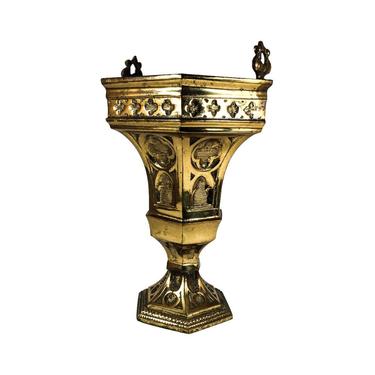 Gold Metal Vase | Cast Iron Vase | Heavy Brass Vase | Door Stop | Gold Urn | Candleholder | Ornate Decor 