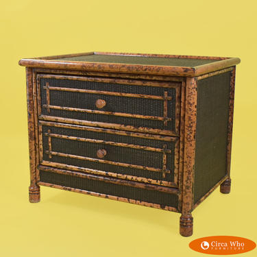 Small Burnt Bamboo Cane Chest