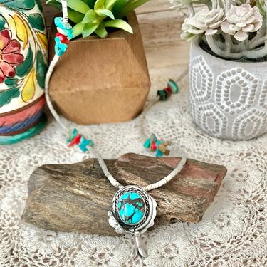 Turquoise, Coral, Shell, Native American Necklace, Long, Vintage 