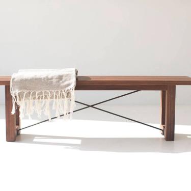 Bertu Bench, industrial, modern bench, walnut crafted bench 