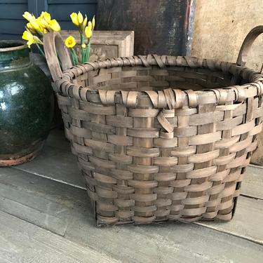 Rustic Farmhouse Basket, Bentwood Handles, Willow Wicker Flower Garden Basket, Farmhouse, Farm Table 