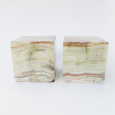 Vintage Minimalist Solid Marble Bookends 