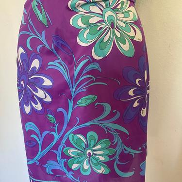 Vintage Emilio PUCCI DRESS skirt, purple and blue paisely print mod lingerie skirt by PUCCI, Emilio Pucci slip dress skirt size small s  m 
