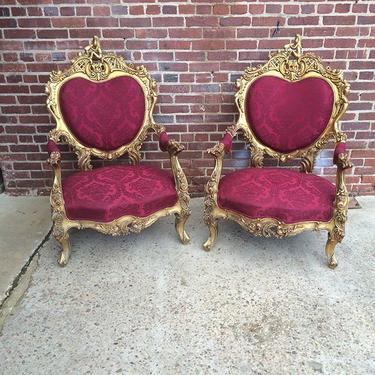 Pair of antique gilded Louis XVI / Rococco chairs