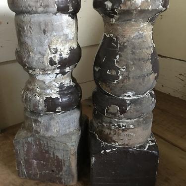 Pair of Vintage Chippy Weathered Balusters