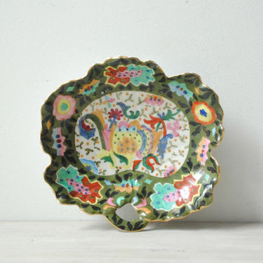 Vintage Hand Painted Ceramic Dish, Candy Dish, Jewelry Bowl, Floral Dish, Small Bowl, Ceramic Bowl 
