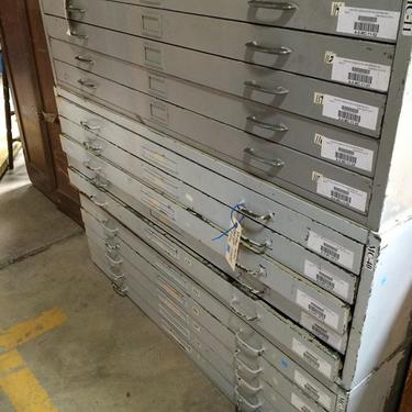 Vintage metal flat files. 5 drawer or 10 drawer. Great pieces!