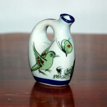 Ken Edwards, fully signed KE in a circle, with a wonderful Scorpion. Small Miniature Handled, Bird, Butterfly &amp; Flowers Jug / Bottle / Syrup 