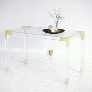 BUILT2ORDER // Lucite Desk With Brass Accents 