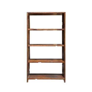 Rustic Raw Old Wood Open Shelf Brown Bookcase Display Cabinet cs6932E 