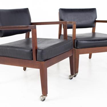 Mid Century Walnut Occasional Lounge Chairs - A Pair - mcm 