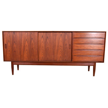 Danish Modern Credenza by Johannes Aasberg with Sliding Doors in Solid Teak