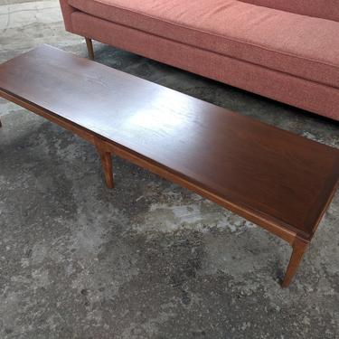 Mid Century Refinished Walnut Long Coffee Table by Lane Furniture 