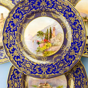 Antique Royal Doulton Hand-Painted "Scenes of Italy" Cabinet Plates - Set of 12