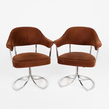 Saarinen Style Swivel Office Dining Chairs - Pair 