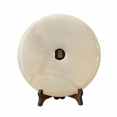 Chinese Natural White Stone Round Fengshui Home Decor Display ws1670E 
