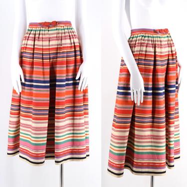 40s Bergdorf Goodman ethnic textile skirt / vintage 1940s early 50s woven striped summer sportswear skirt 24&amp;quot; 