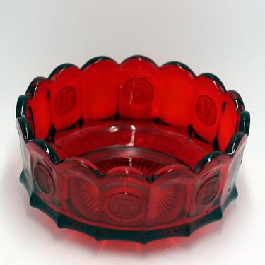 vintage fostoria ruby red coin glass bowl 