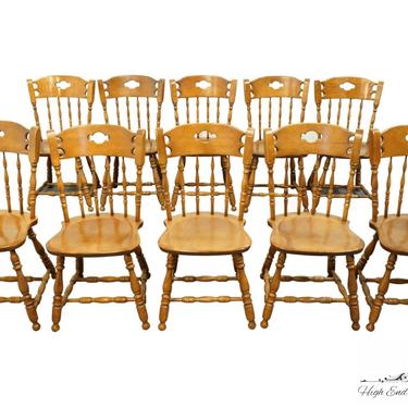 Set of 10 S. BENT BROS. Solid Hard Rock Maple Colonial Style Dining Side Chairs 