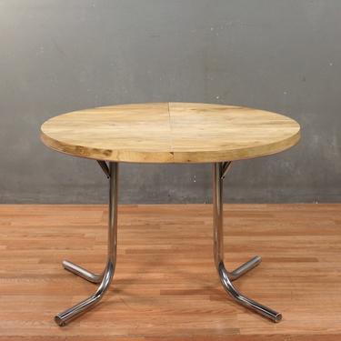 Mod Ash Laminate &amp; Chrome Kitchen Table With Leaf – ONLINE ONLY