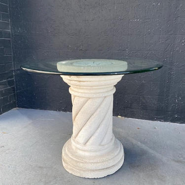 Plaster Side Table with Glass Top