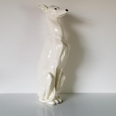 Vintage Handmade Life Size Ceramic Whippet Greyhound Statue 