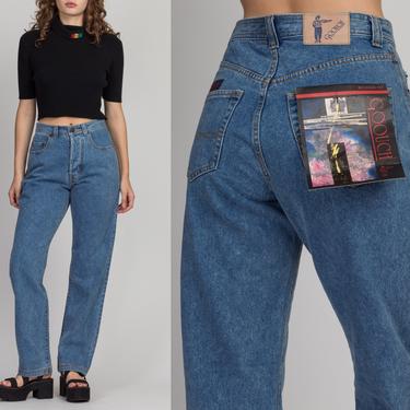 80s 90s Goouch High Waist Jeans - Medium, 29&quot; | Vintage Deadstock Medium Wash Denim Tapered Leg Relaxed Jeans 