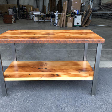 Reclaimed Wood Table With Shelf. Old Table. Rustic Table. Wood And Steel Table. Reclaimed Wood Vanity. Free Shipping. 