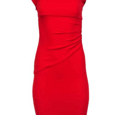 Diane von Furstenberg - Red Gathered-Side Sheath Dress Sz 0