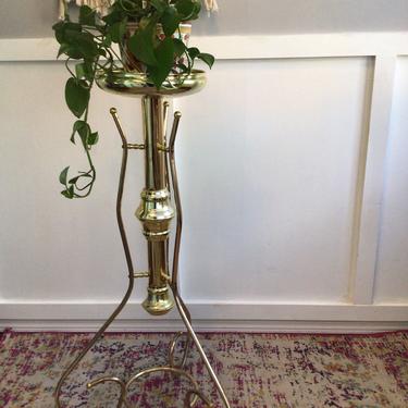 Plant Display,Shiny Brass Brass, 1980s Vintage Plant Stand  Indoor plant stand Garden 