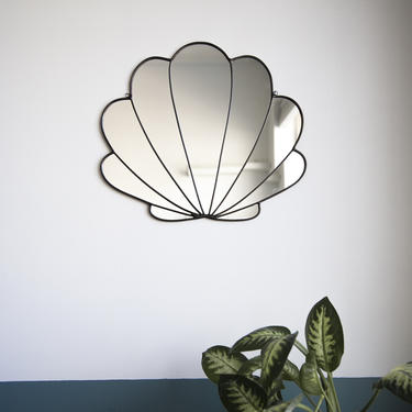 Large Stained Glass Seashell Mirror - Mermaid Wall Hanging Decor 