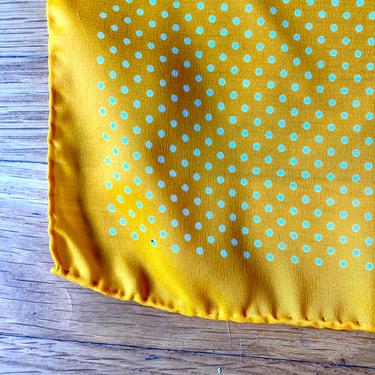 Vintage YELLOW + White POLKA-DOT Scarf / Hand Rolled Edges / Made in Japan 