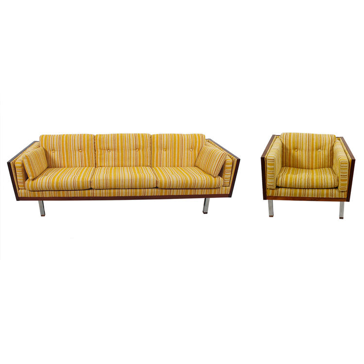 Milo Baughman Style Rosewood Case Sofa & Chair Set by Jydsk, Denmark