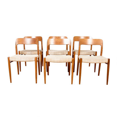 6 Danish Modern Oak (Model #75) Niels Moller Dining Chairs