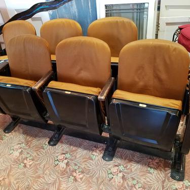 Vintage theater seats bank of 3