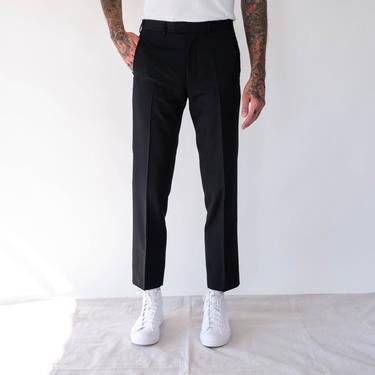 Ted Baker London Black Wool Gabardine Straight Leg Pants w/ Satin Trim Details | Size 33x31 | Designer Mens Tailored Flare Leg Pants 
