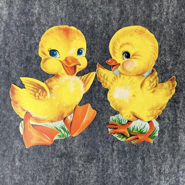 Dennison duckling and chick die cuts - 1950s vintage 