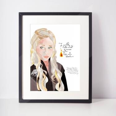 Mother of Dragons Art Print - Daenerys Inspired Print Office Decor  Pop Culture Illustration  GoT Khaleesi   Fan Art 