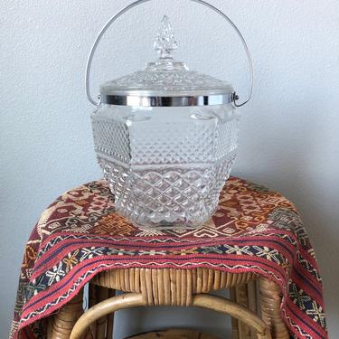 Vintage Anchor Hocking Cut Glass Ice Bucket 