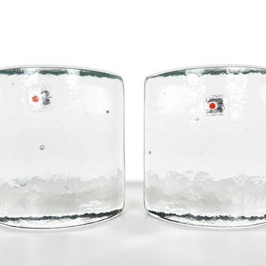 Blenko Clear Glass Half Circle Bookends - Pair 