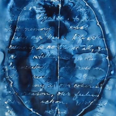 Memory Makes Us: Original ink painting on yupo of neurons - neuroscience art literature 