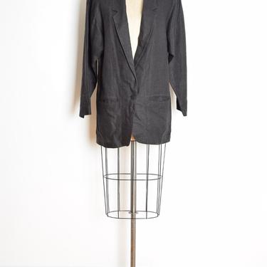 vintage 80s blazer jacket black linen over sized sport coat clothing XL basic 