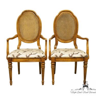 Set of 2 STANLEY FURNITURE Italian Provincial Cane Back Dining Arm Chairs 