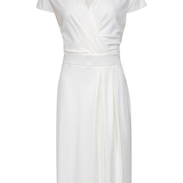 Max Mara - White Cap Sleeve Pleated "Feluca" Sheath Dress Sz 14