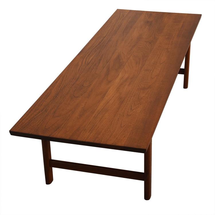 Solid Plank Teak Danish Modern Rectangular Coffee Table